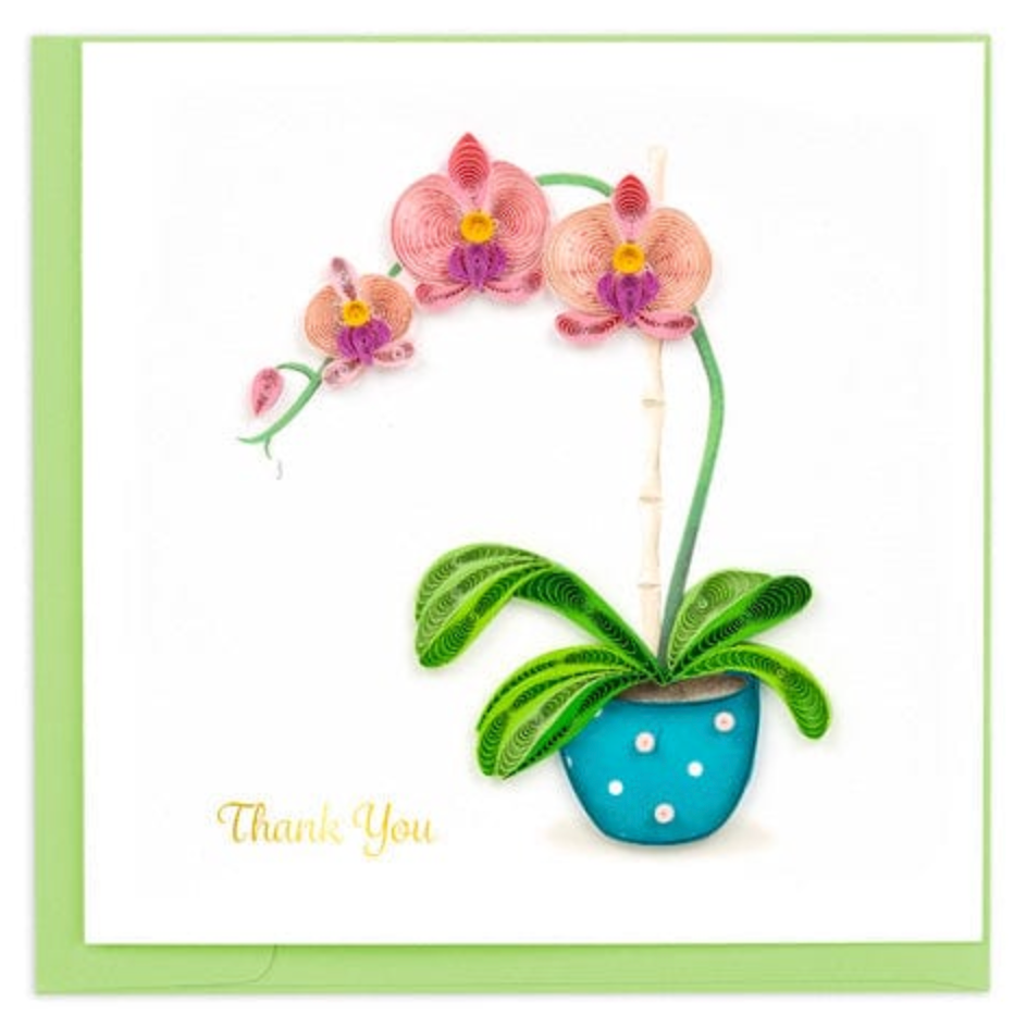 Potted Orchid Thank You Quilling Card