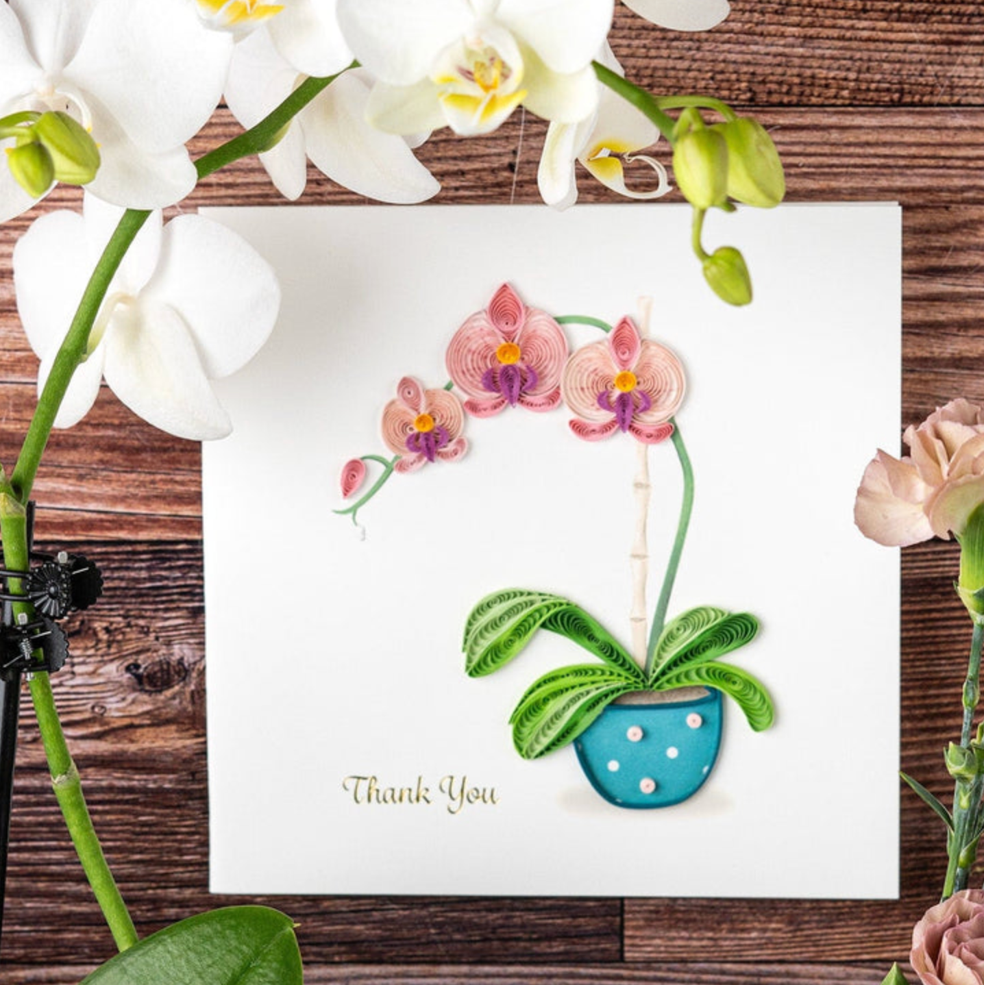 Potted Orchid Thank You Quilling Card