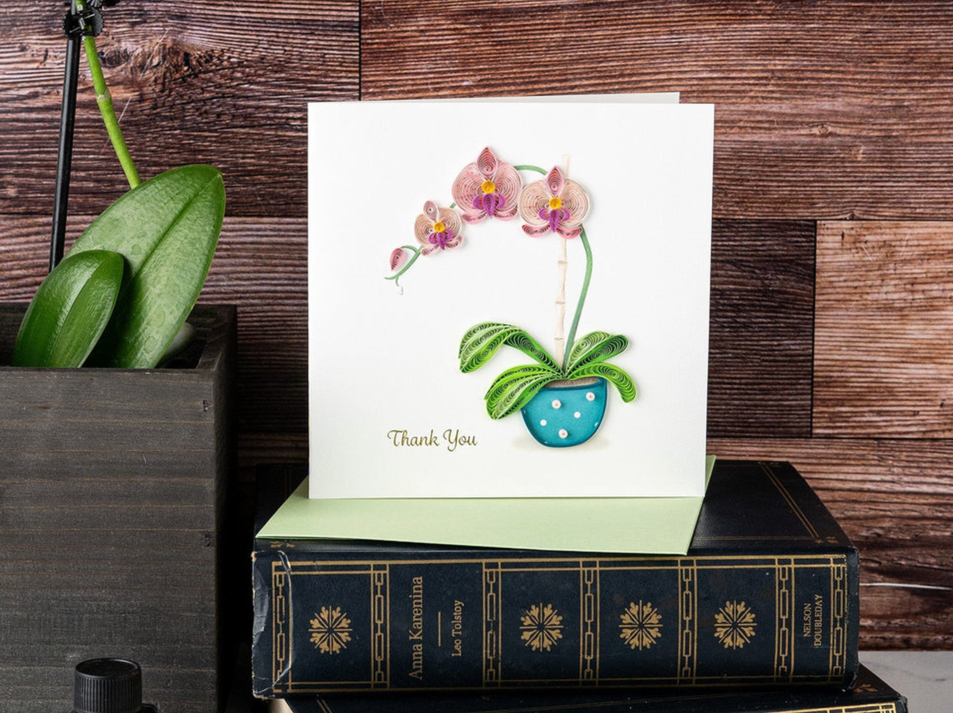 Potted Orchid Thank You Quilling Card