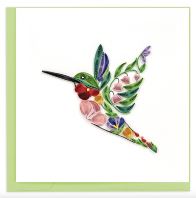 Decorative Floral Hummingbird Greeting Card