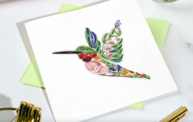 Decorative Floral Hummingbird Greeting Card
