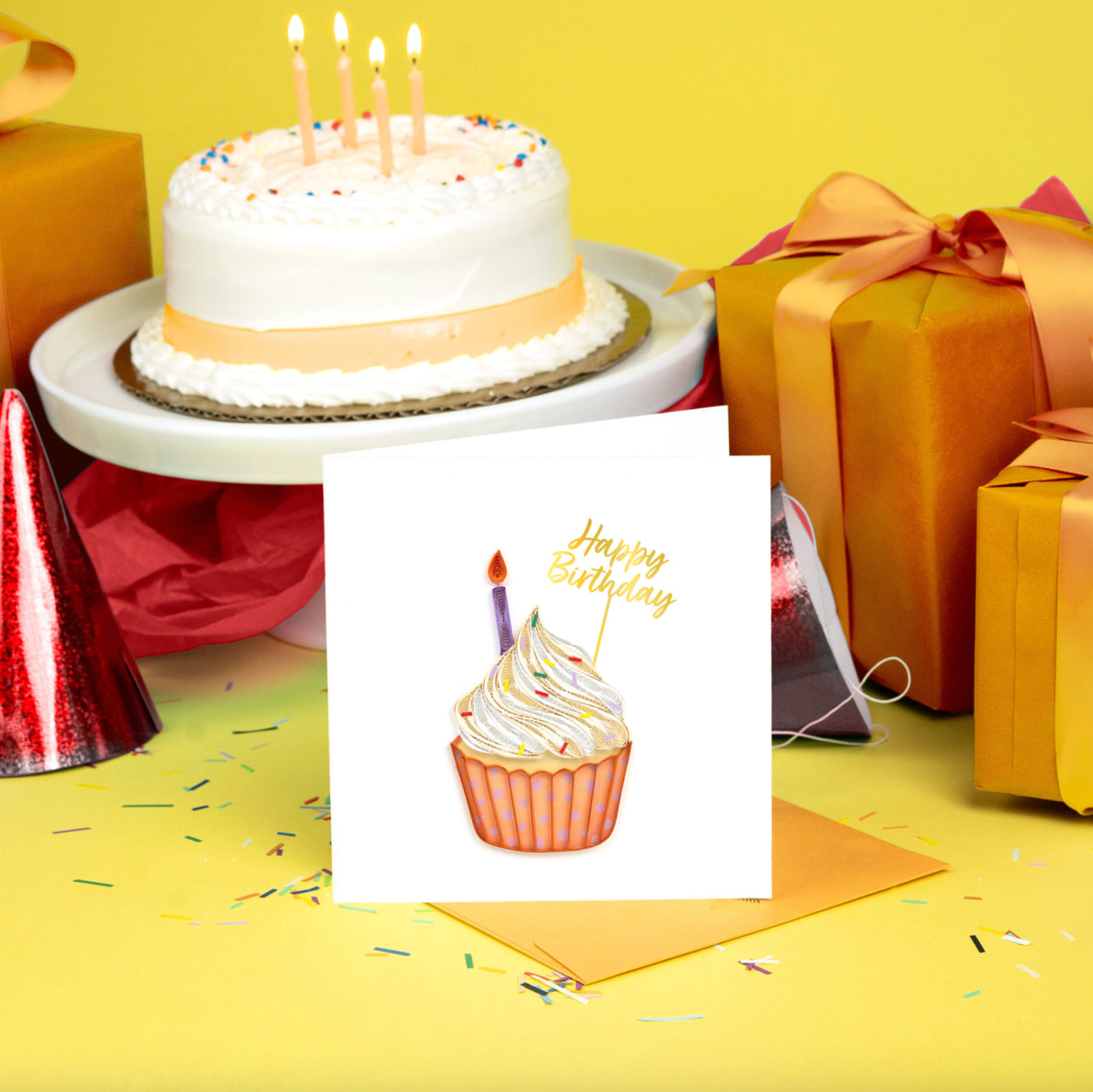 Polka Dot Birthday Cupcake Quilling Card