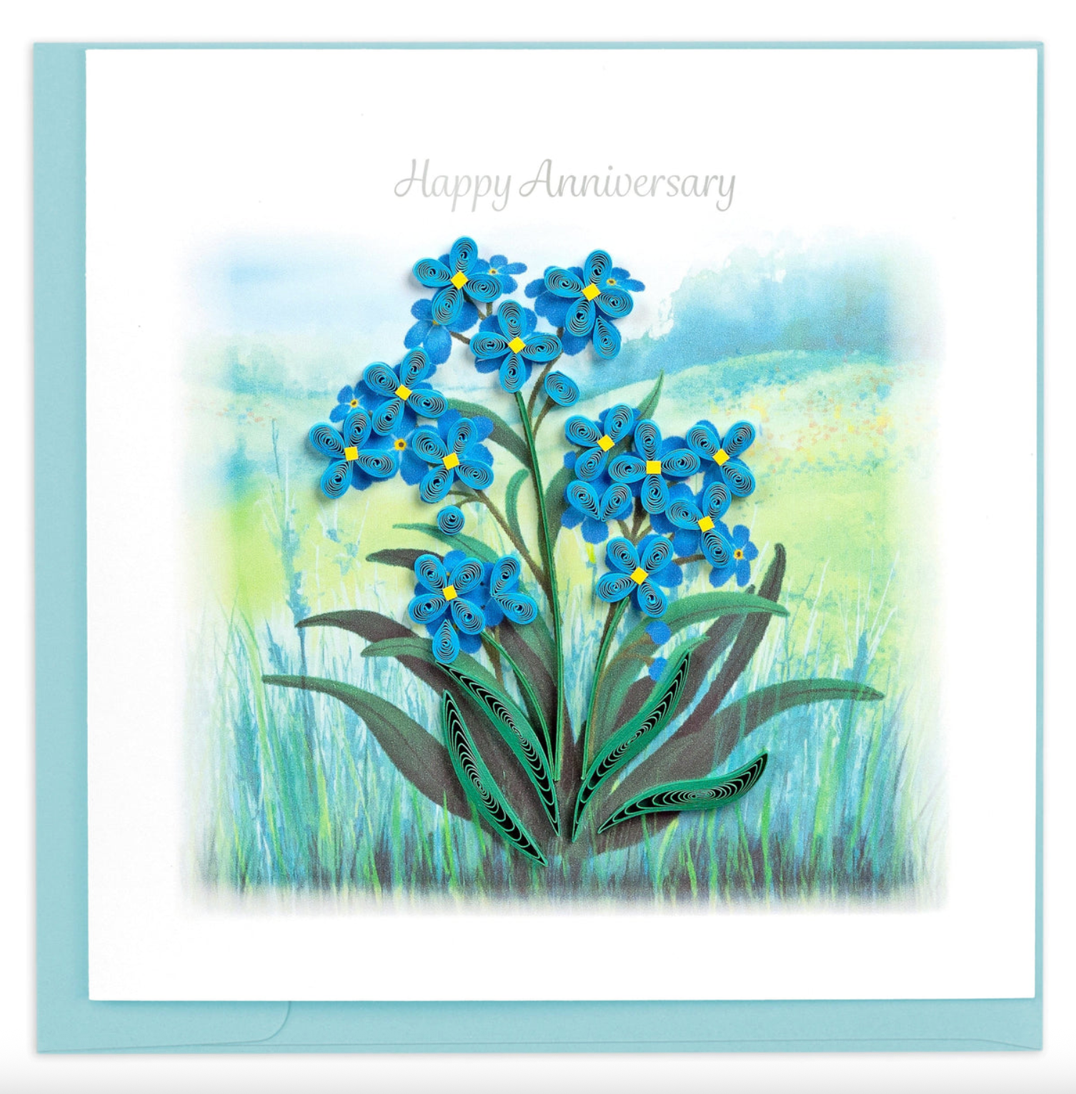 Happy Anniversary Forget-Me-Not Blank Quilling Card