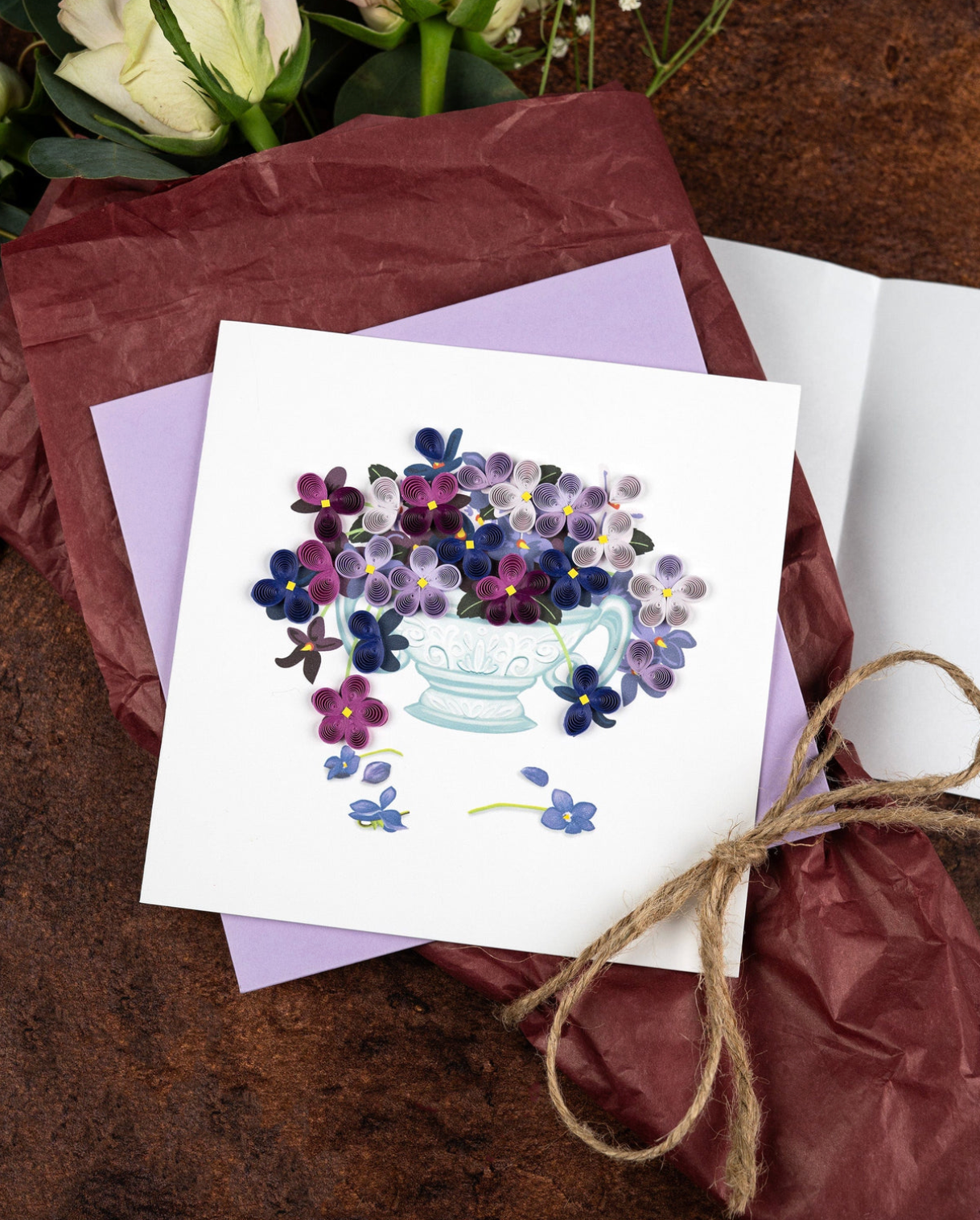 Violet Bouquet Blank Quilling Card
