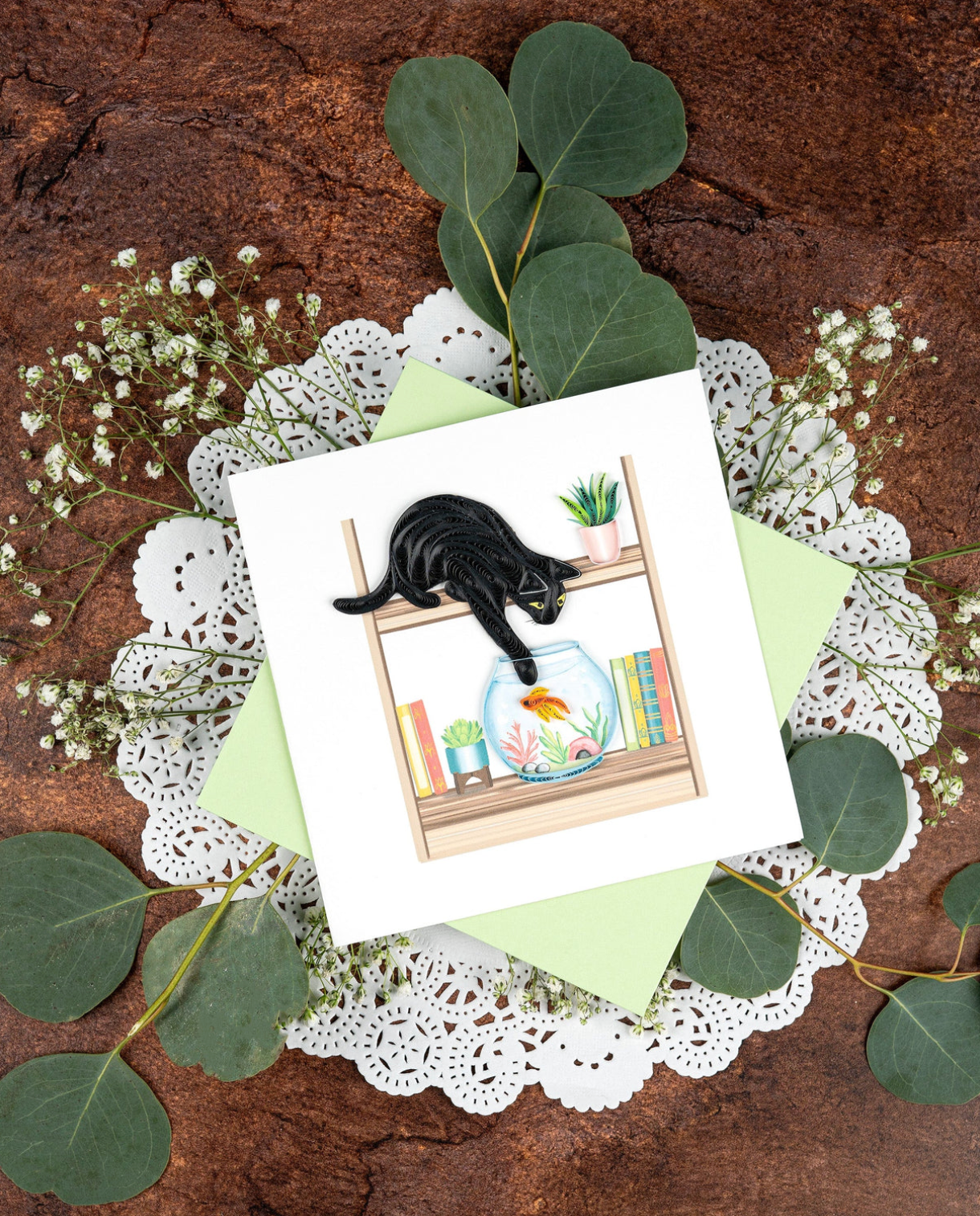 Mischievous Black Cat Blank Quilling Card