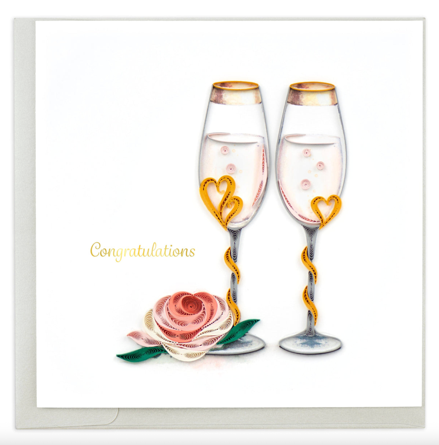 Wedding Congratulations Toasting Flutes Quilled Greeting Card
