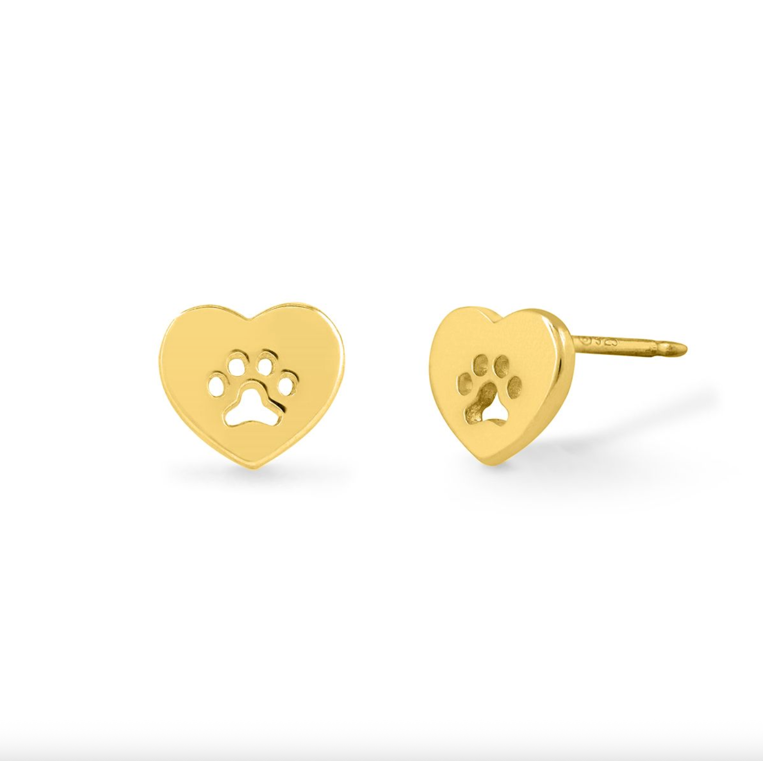 BOMA Golden Heart Dog Paw Studs