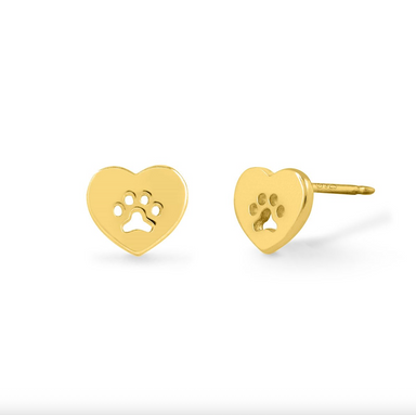 BOMA Golden Heart Dog Paw Studs