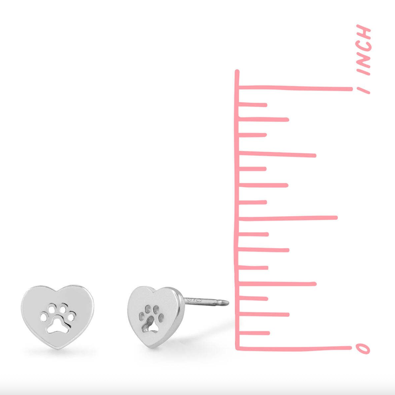 Boma Sterling Silver Post Earrings - Heart with Pawprint