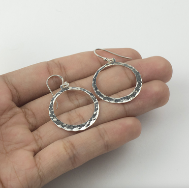 BOMA Oval Dangle Hammered Earrings