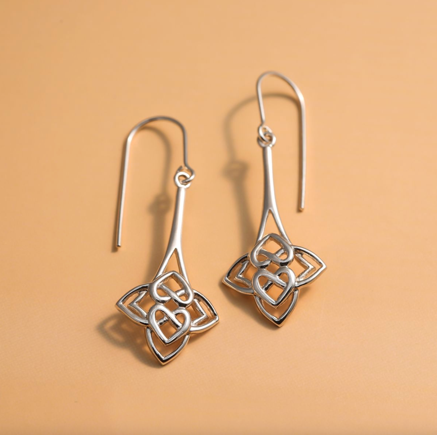 BOMA Heart-Shaped Celtic Knot Dangle Earrings