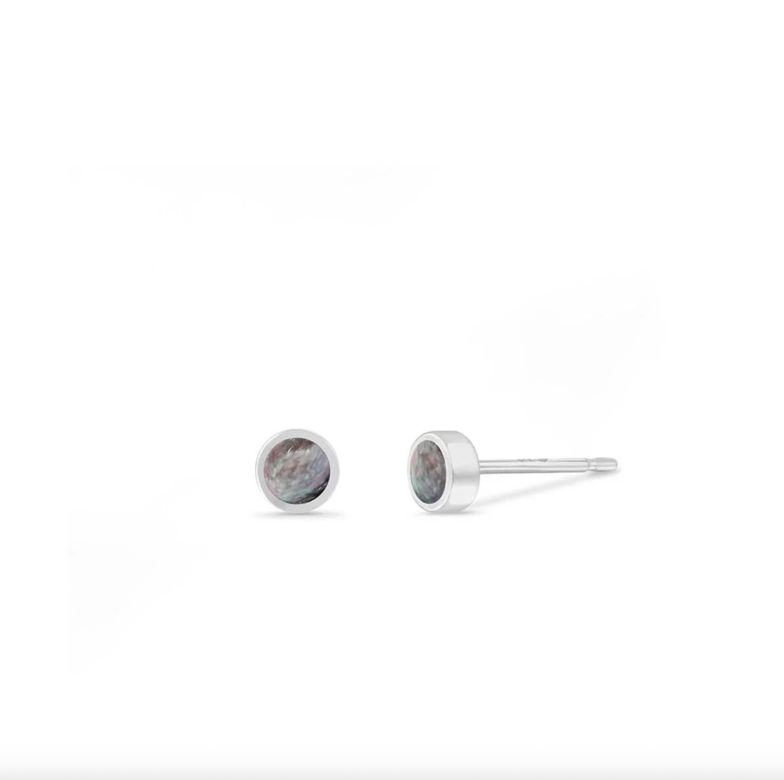 Boma Sterling Silver Post Earrings - Round Mother of Pearl