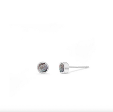 Boma Sterling Silver Post Earrings - Round Mother of Pearl