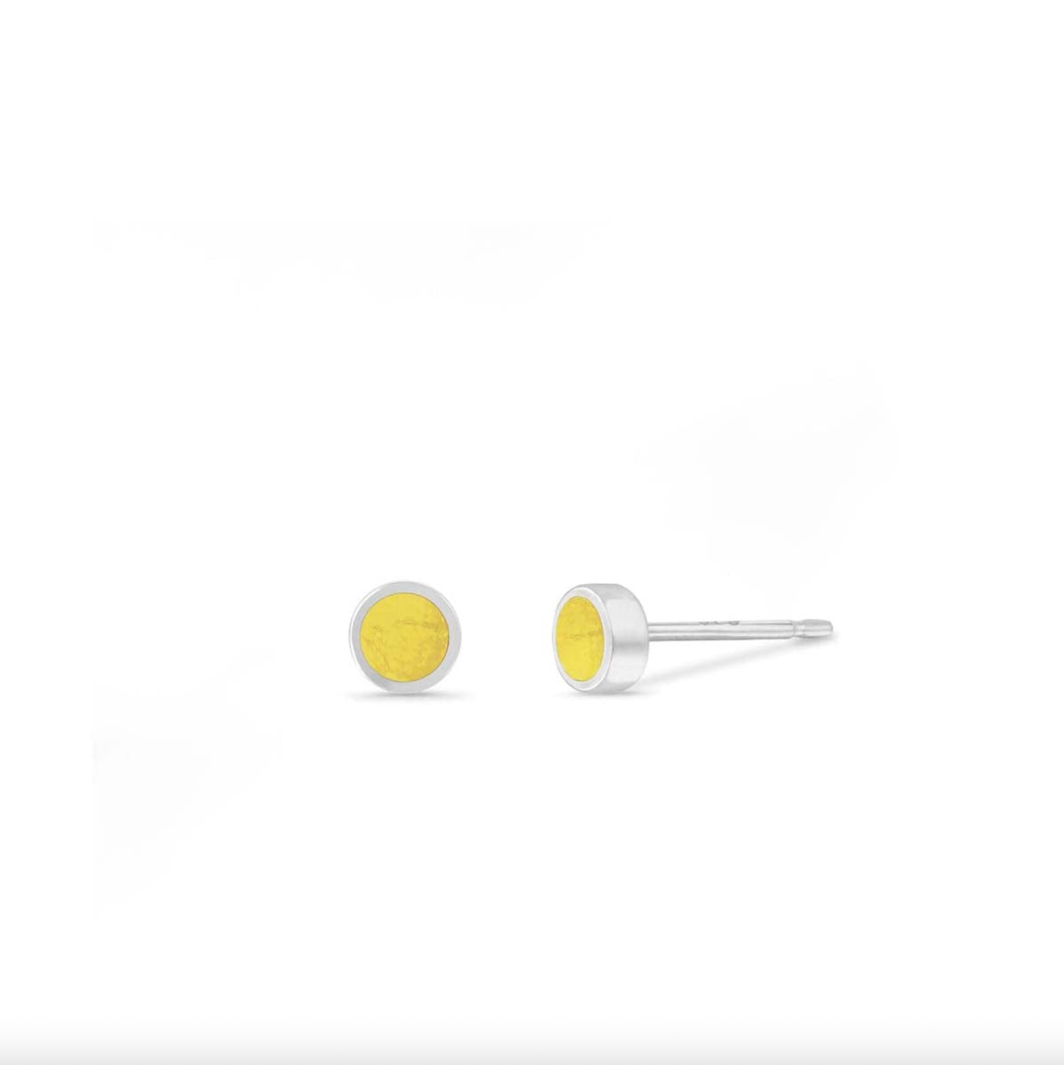 Boma Sterling Silver Post Earrings - Round Lemon Jade