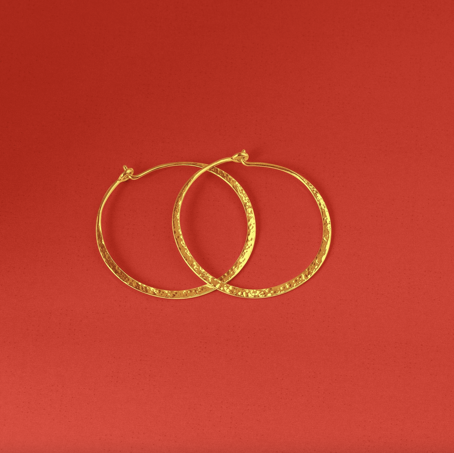 BOMA Organic Texture Circle Wire Hoops Large - Gold