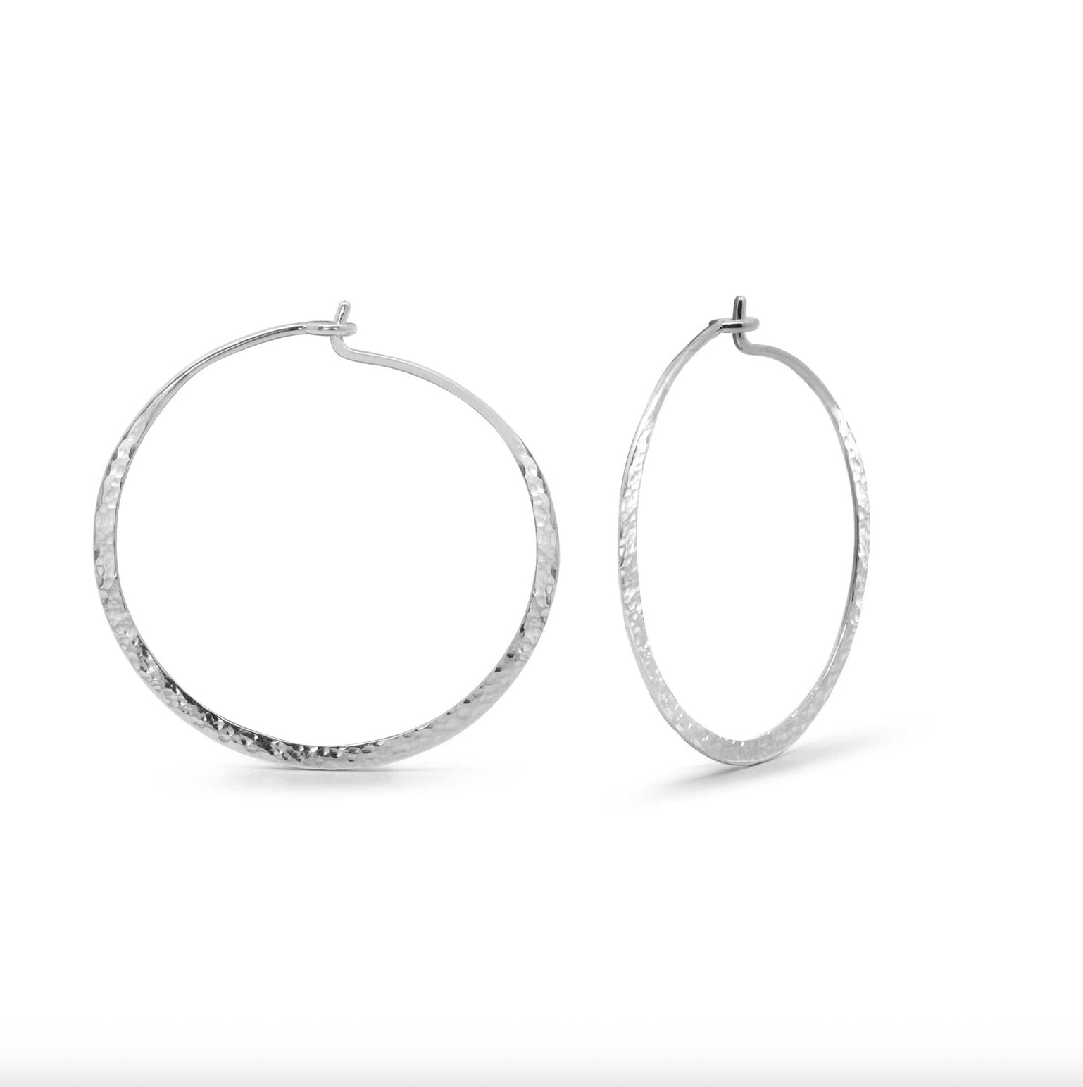 BOMA Organic Texture Circle Wire Hoops Large - Silver