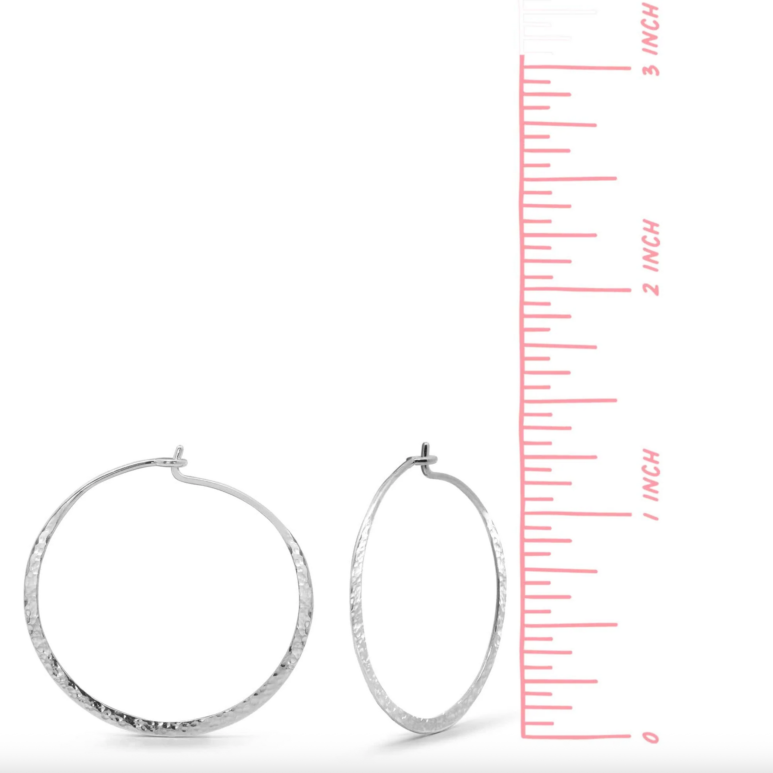 BOMA Organic Texture Circle Wire Hoops Large - Silver