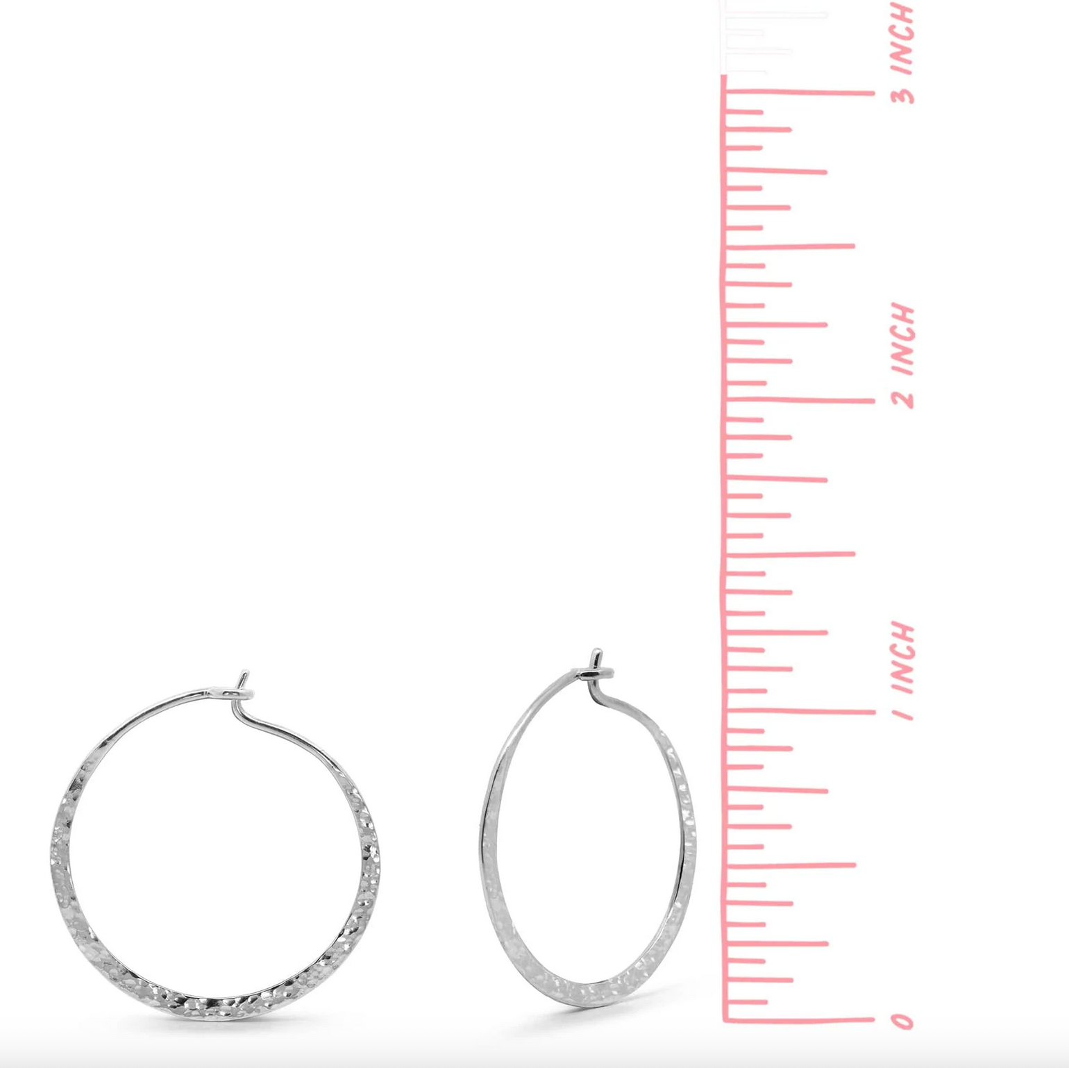 BOMA Organic Texture Circle Wire Hoops Medium - Silver