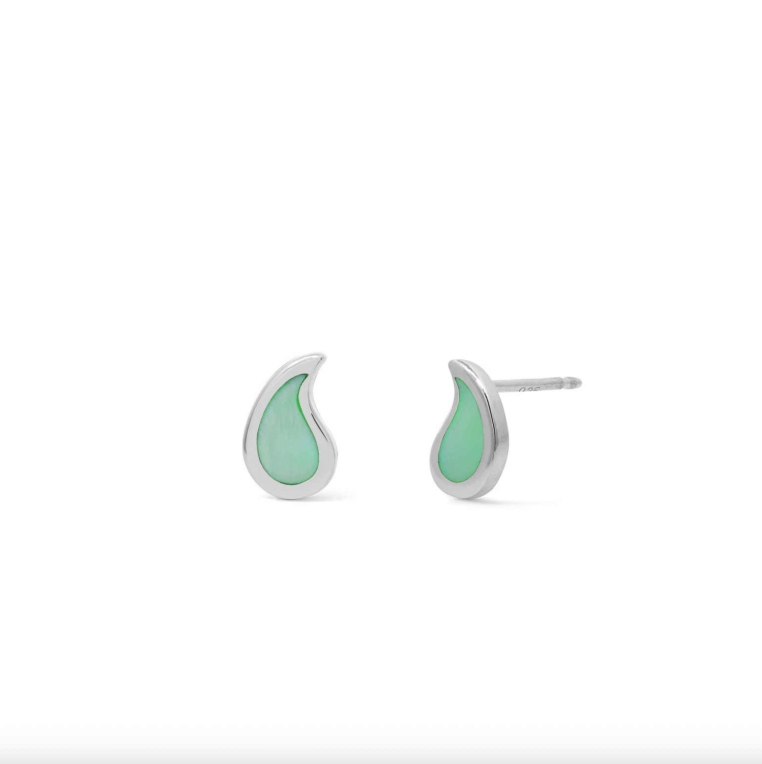 Boma Water Droplet Studs with Green Mother of Pearl