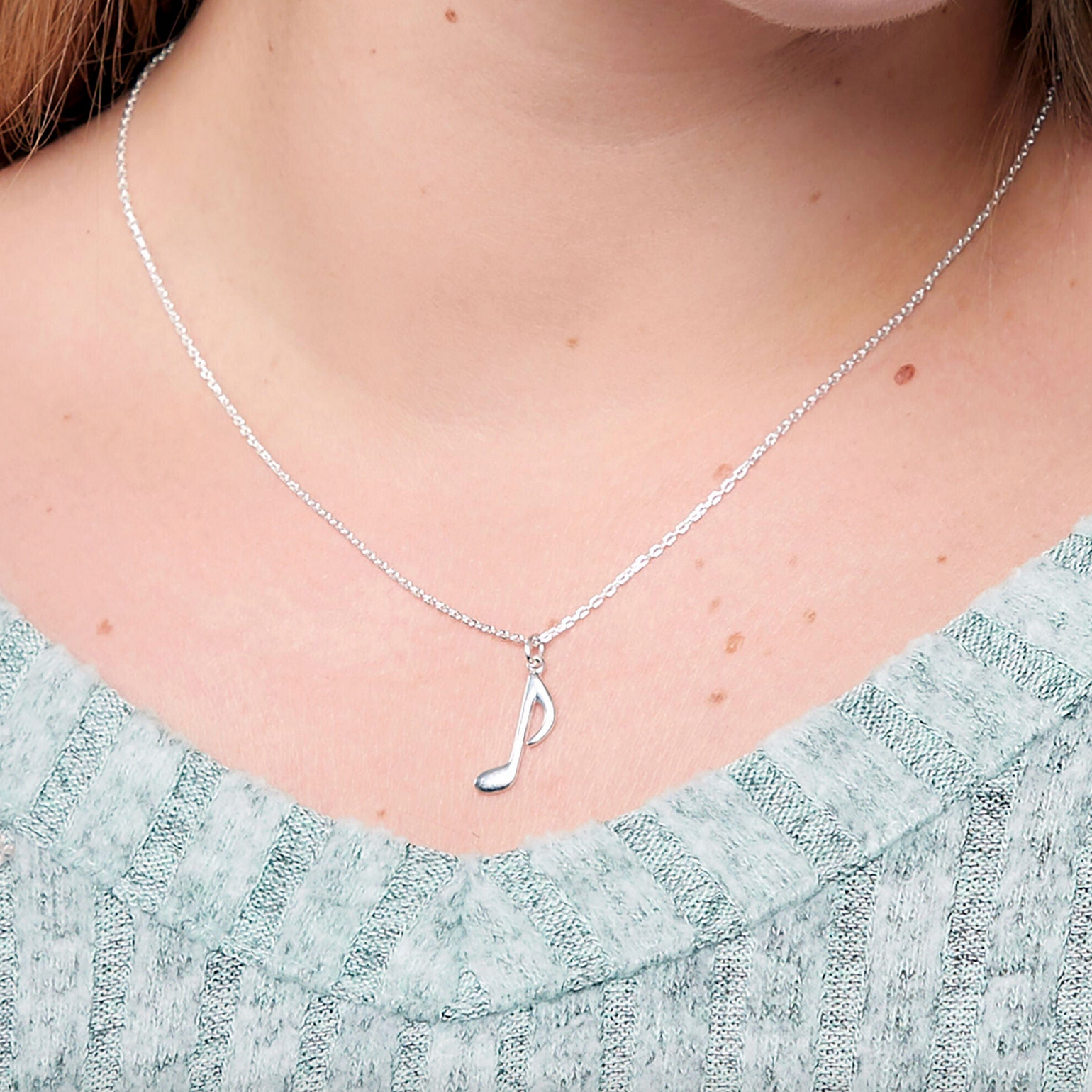 Boma Sterling Silver Eighth Note Music Necklace