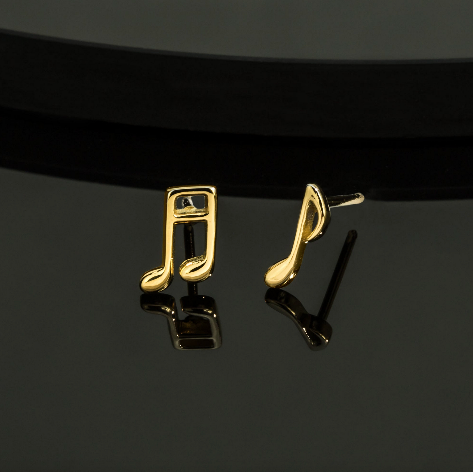 Boma Gold Treble Clef and Eighth Note Music Stud Earrings
