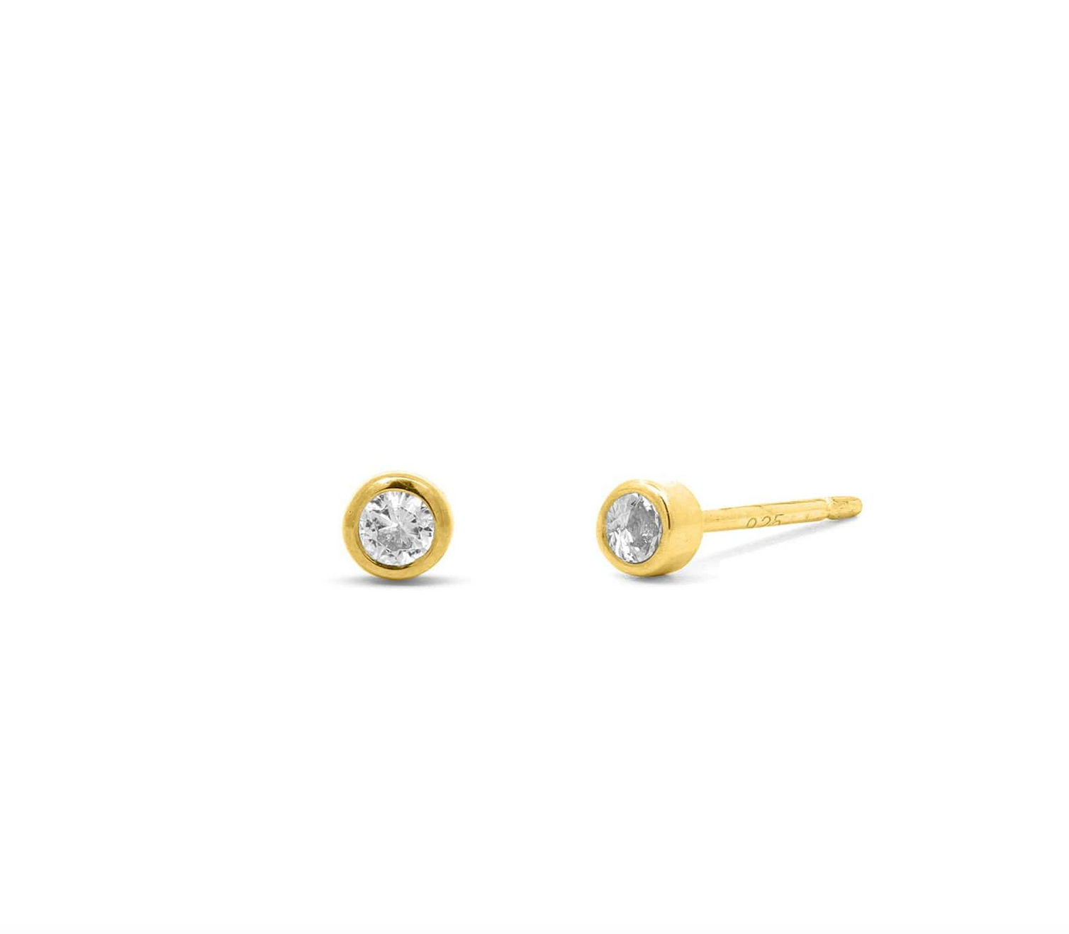 BOMA Clare Mini Dot Studs with White Topaz and Gold