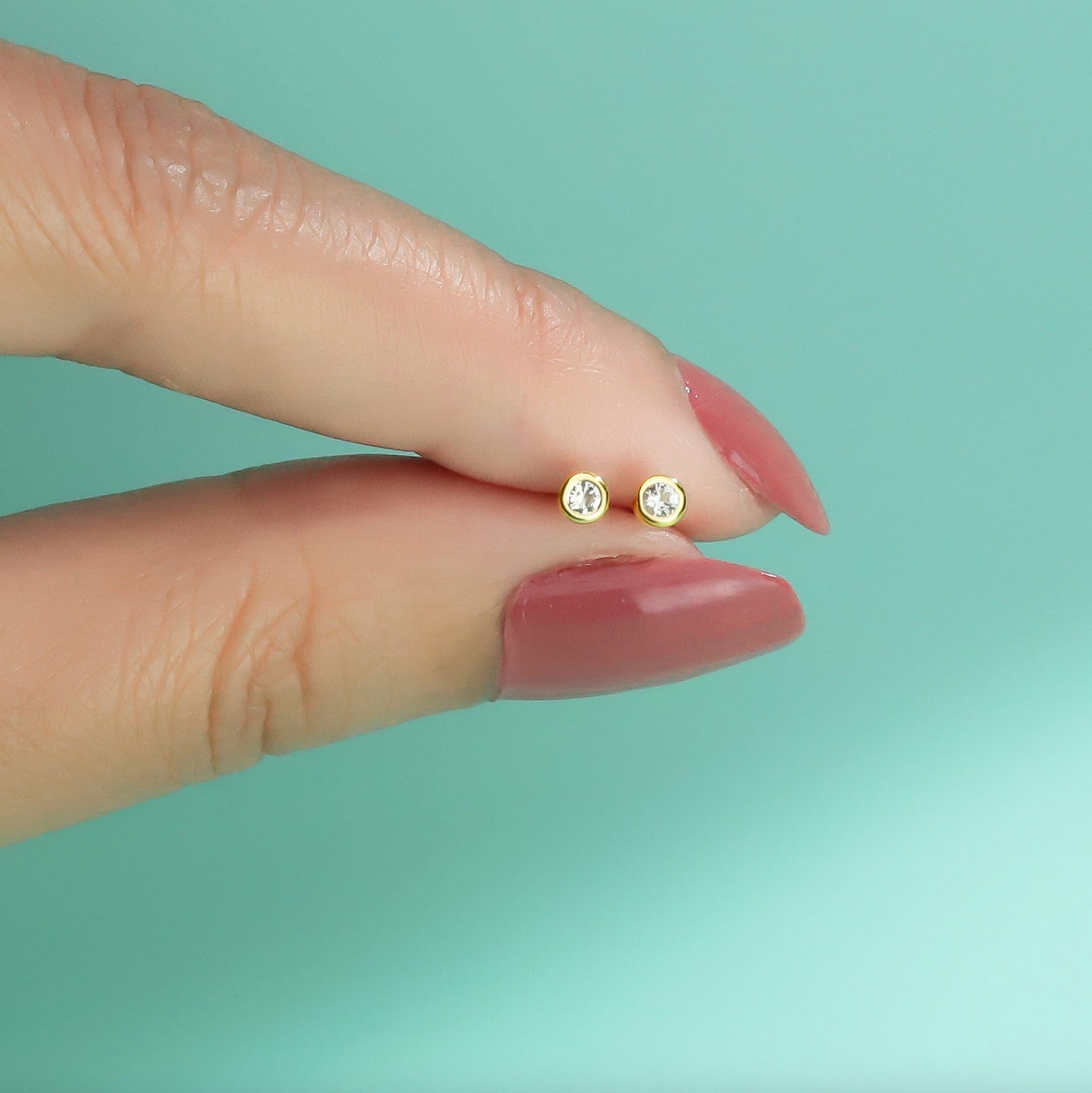 BOMA Clare Mini Dot Studs with White Topaz and Gold