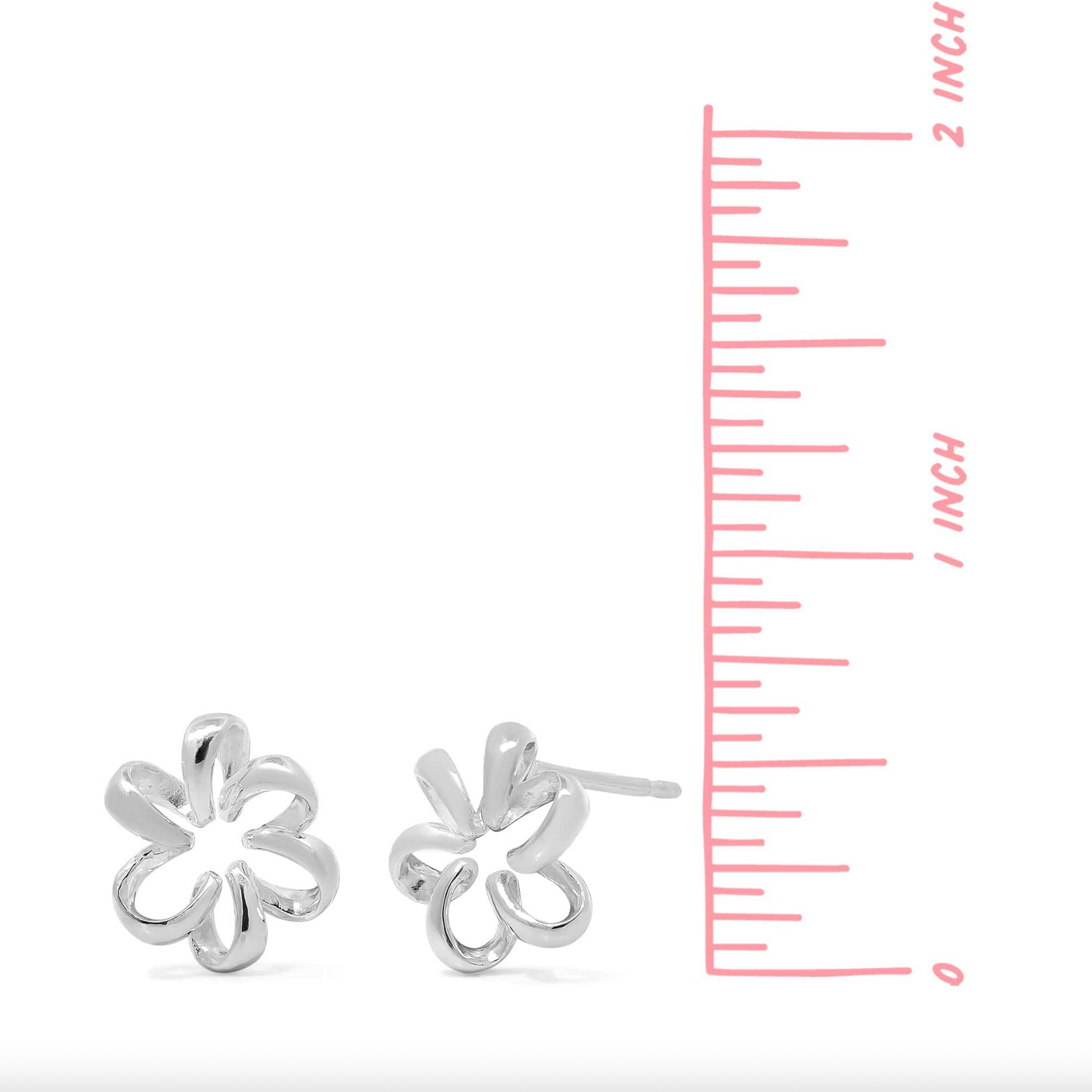 Boma Silver Floral Curly Stud Earrings