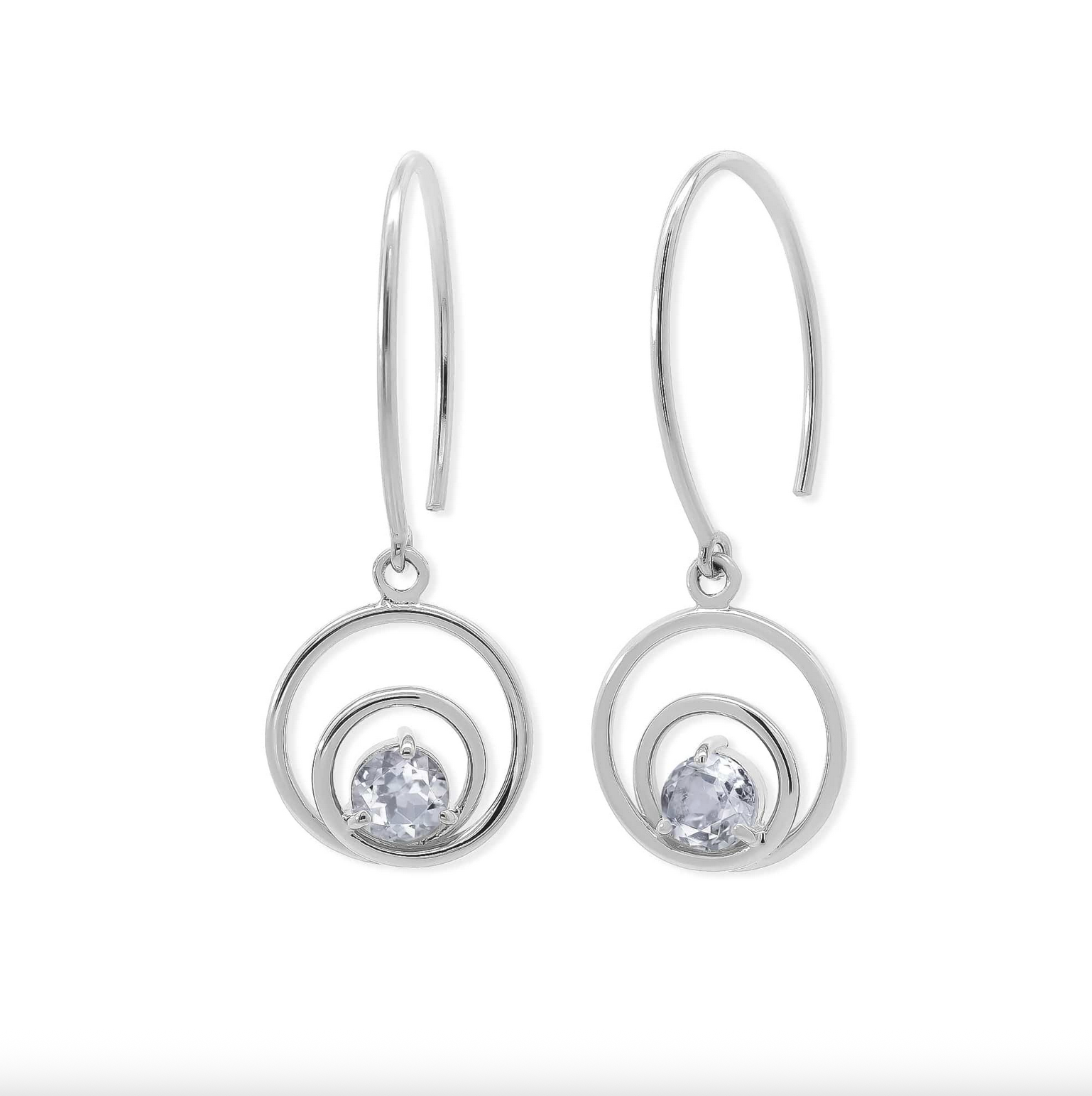 Boma Sterling Silver Orbit Earrings with White Topaz
