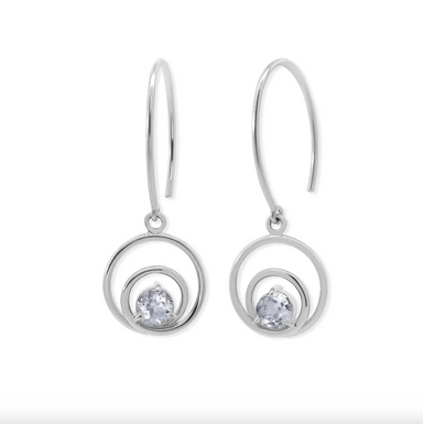 Boma Sterling Silver Orbit Earrings with White Topaz
