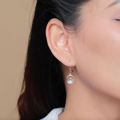 Boma Sterling Silver Orbit Earrings with White Topaz