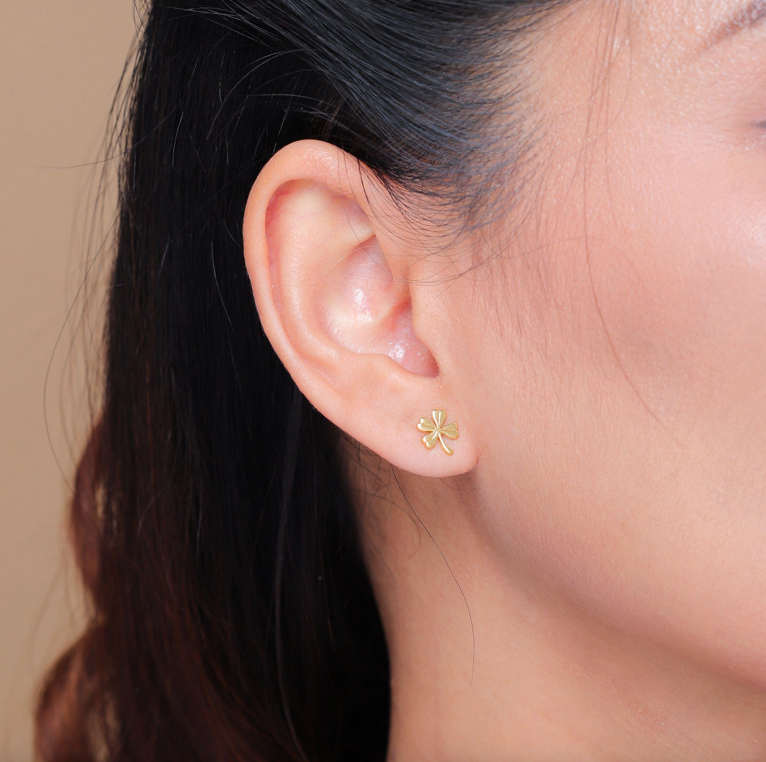 Boma Gold Dainty Lucky Four-Leaf Clover Stud Earrings