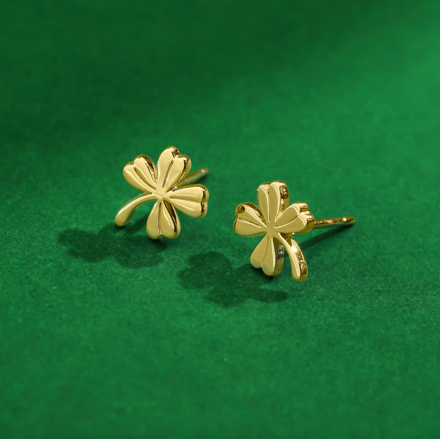 Boma Gold Dainty Lucky Four-Leaf Clover Stud Earrings
