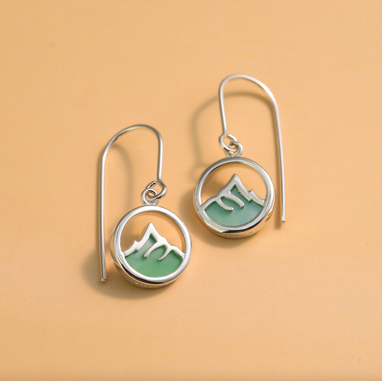 Boma Mountain Peak Earrings with Green Mother of Pearl