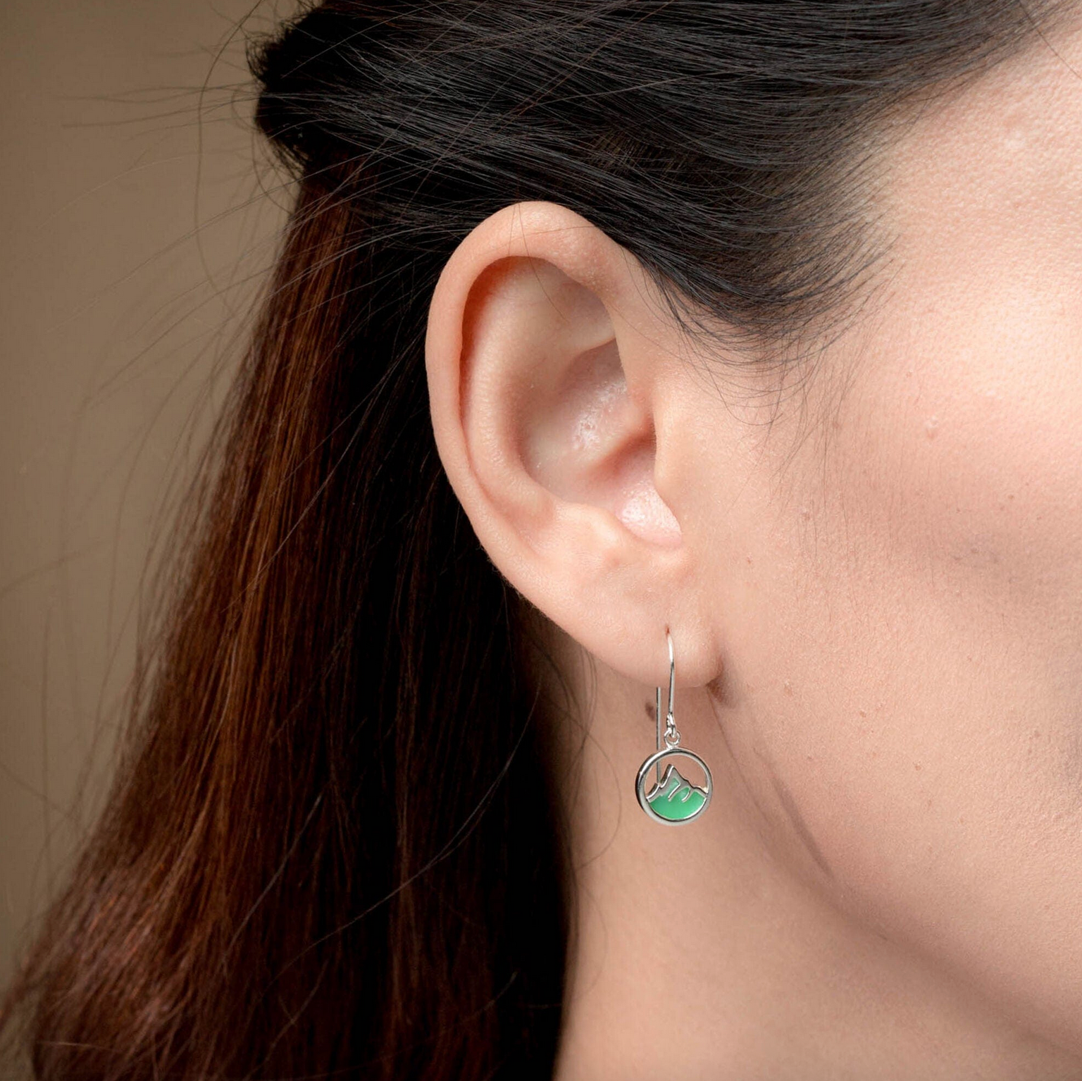 Boma Mountain Peak Earrings with Green Mother of Pearl