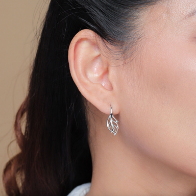 Boma Leaf Shaped Outline Sterling Silver Earrings