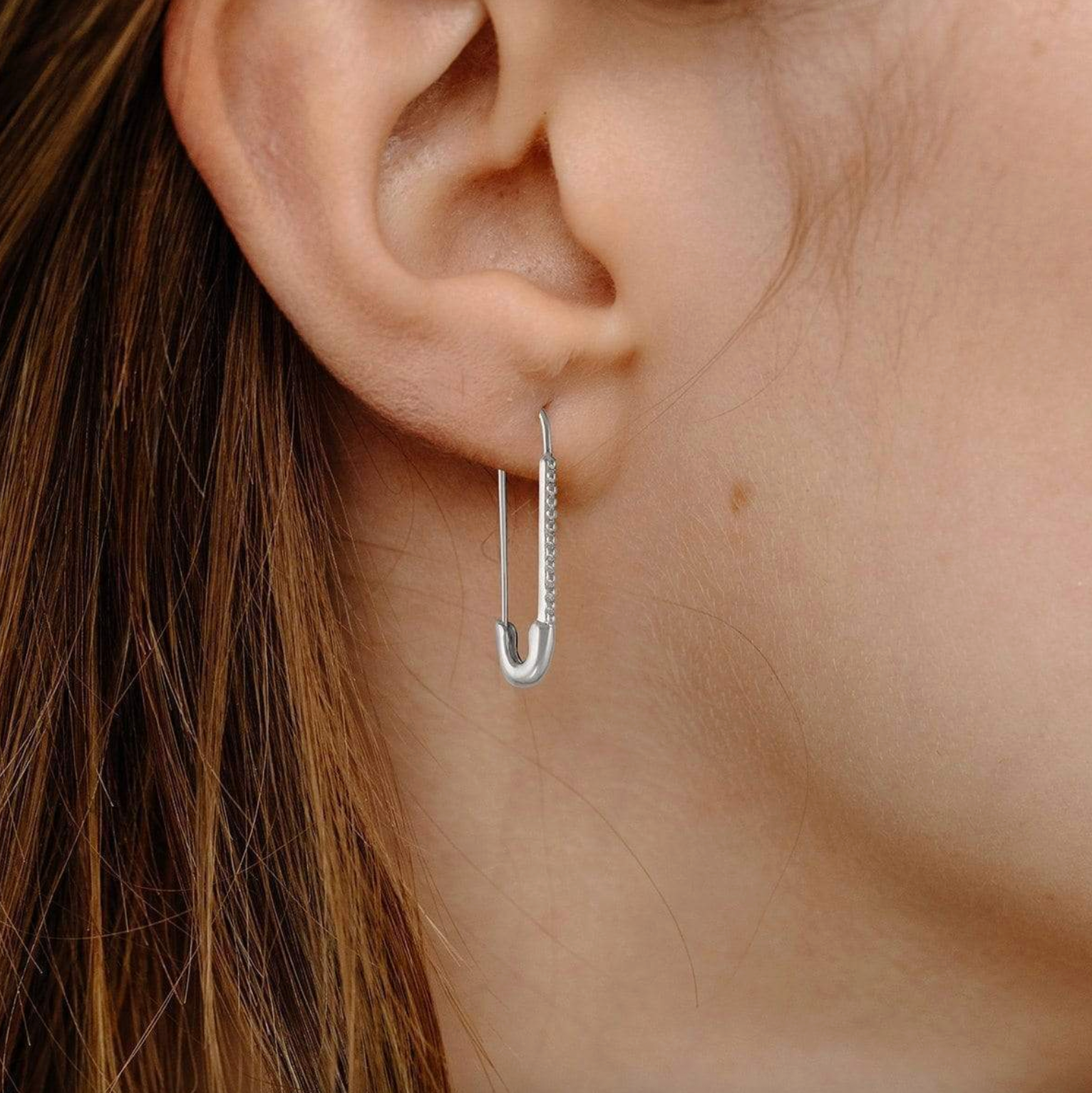 Boma Sterling Silver Safety Pin Hoop Earrings