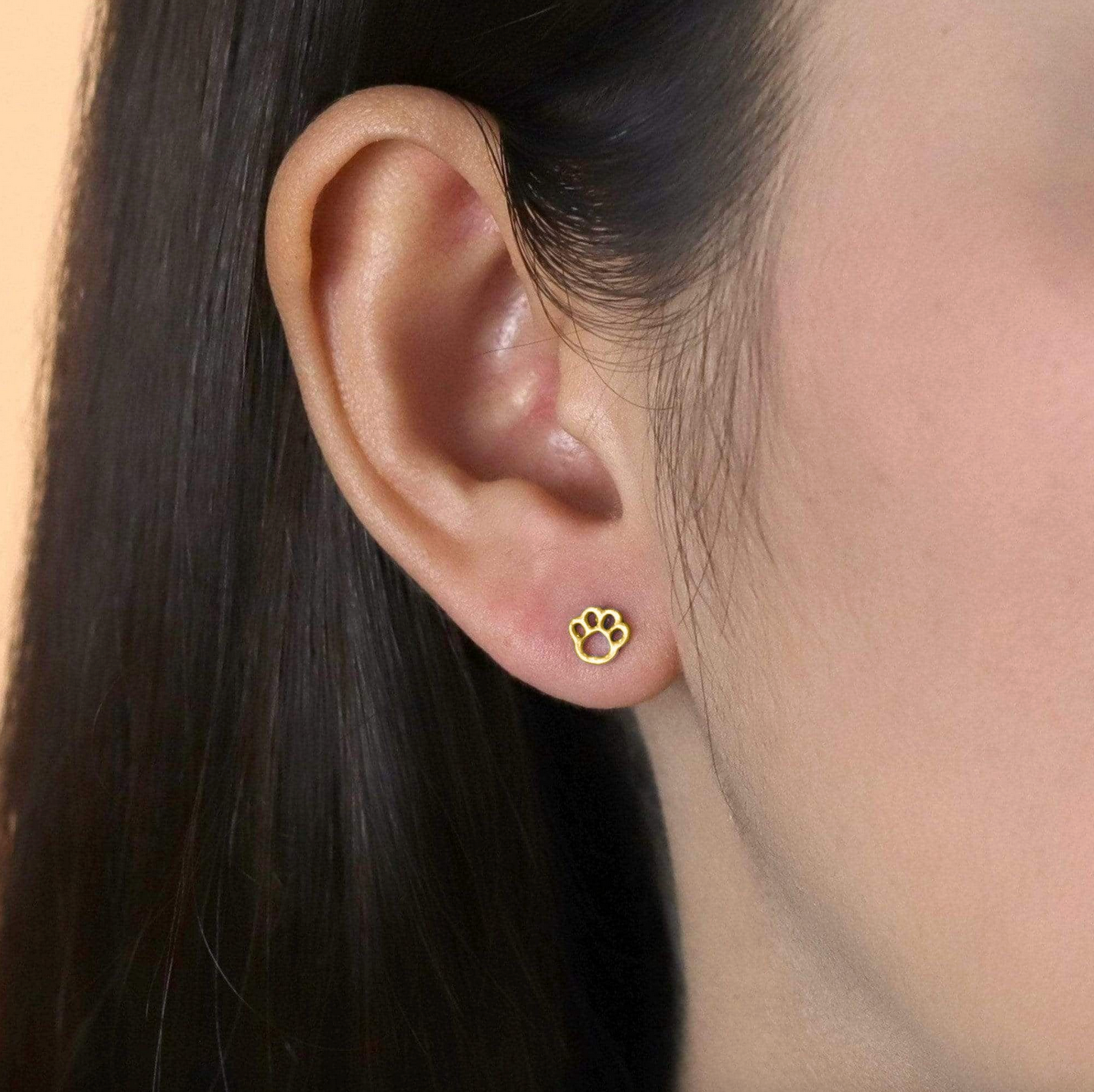 Boma Gold Paw Stud Earrings