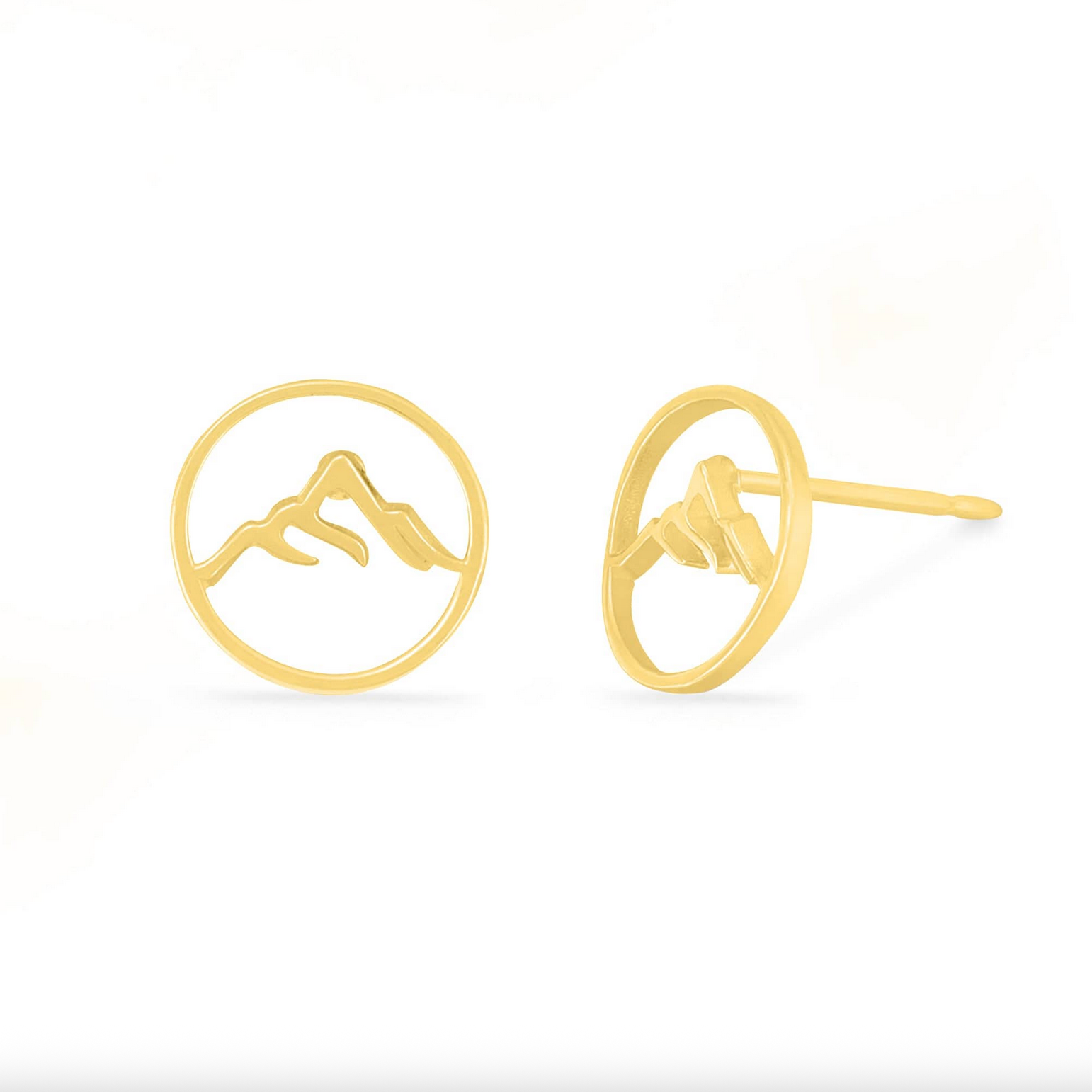 Boma Gold Round Mountain Outline Stud Earrings