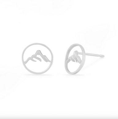 Boma Round Mountain Outline Stud Earrings - Silver