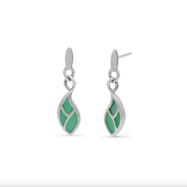Boma Green Mother of Pearl Leaf Flow Earrings
