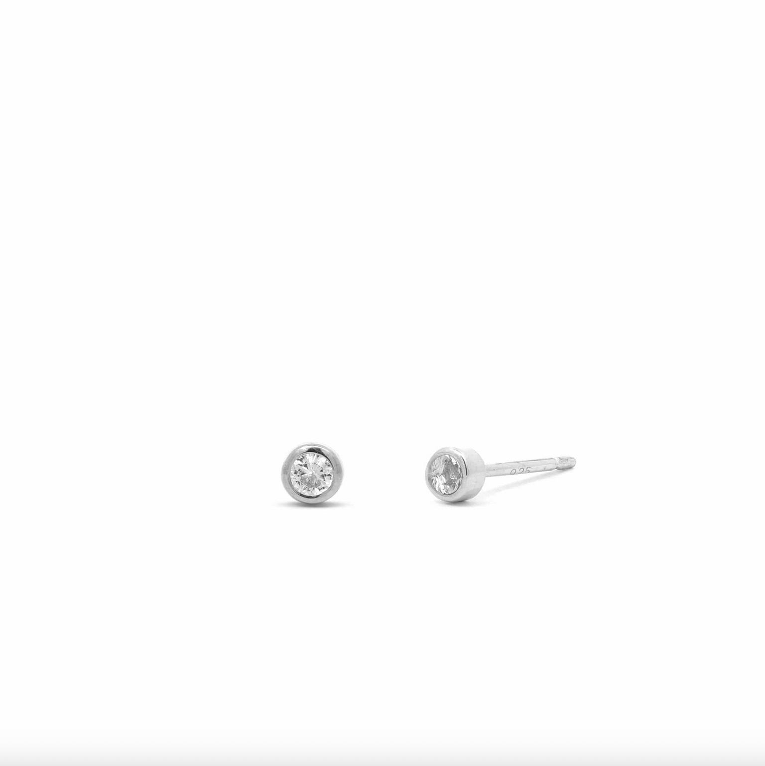 Boma Clare Sterling Silver Mini Dot Studs with White Topaz