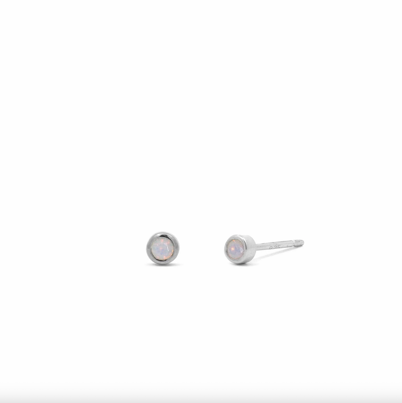 BOMA Clare Mini Dot Studs with Opal - Silver