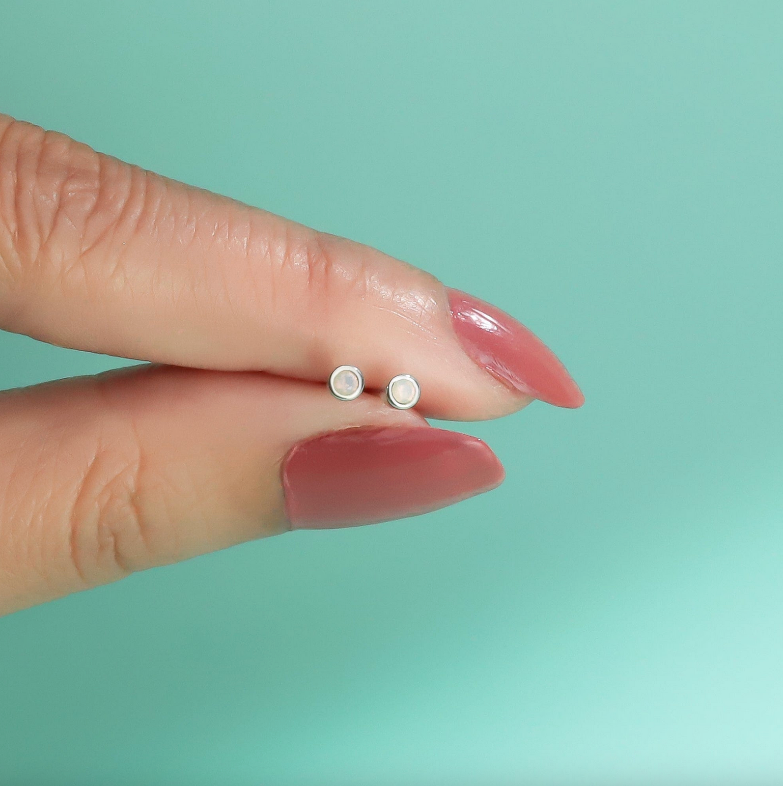 BOMA Clare Mini Dot Studs with Opal - Silver