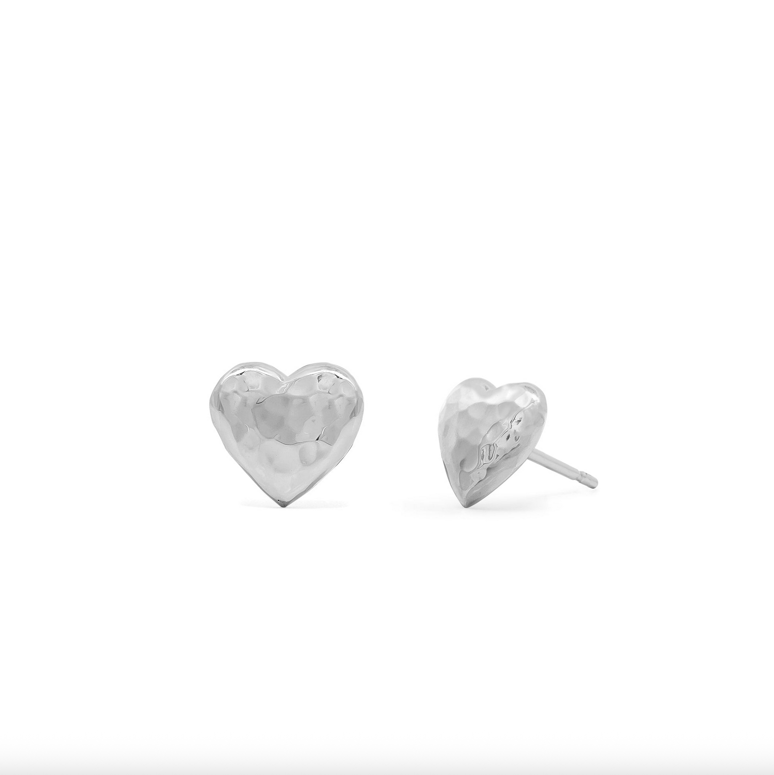 Boma Hammered Silver Heart Stud Earrings