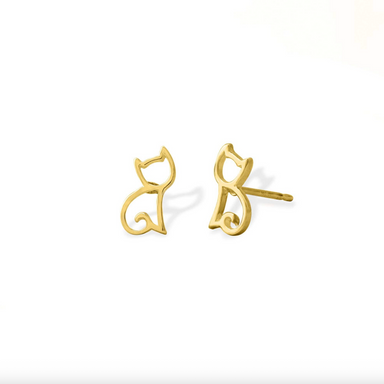 Boma Gold Open Heart Cat Post Earrings