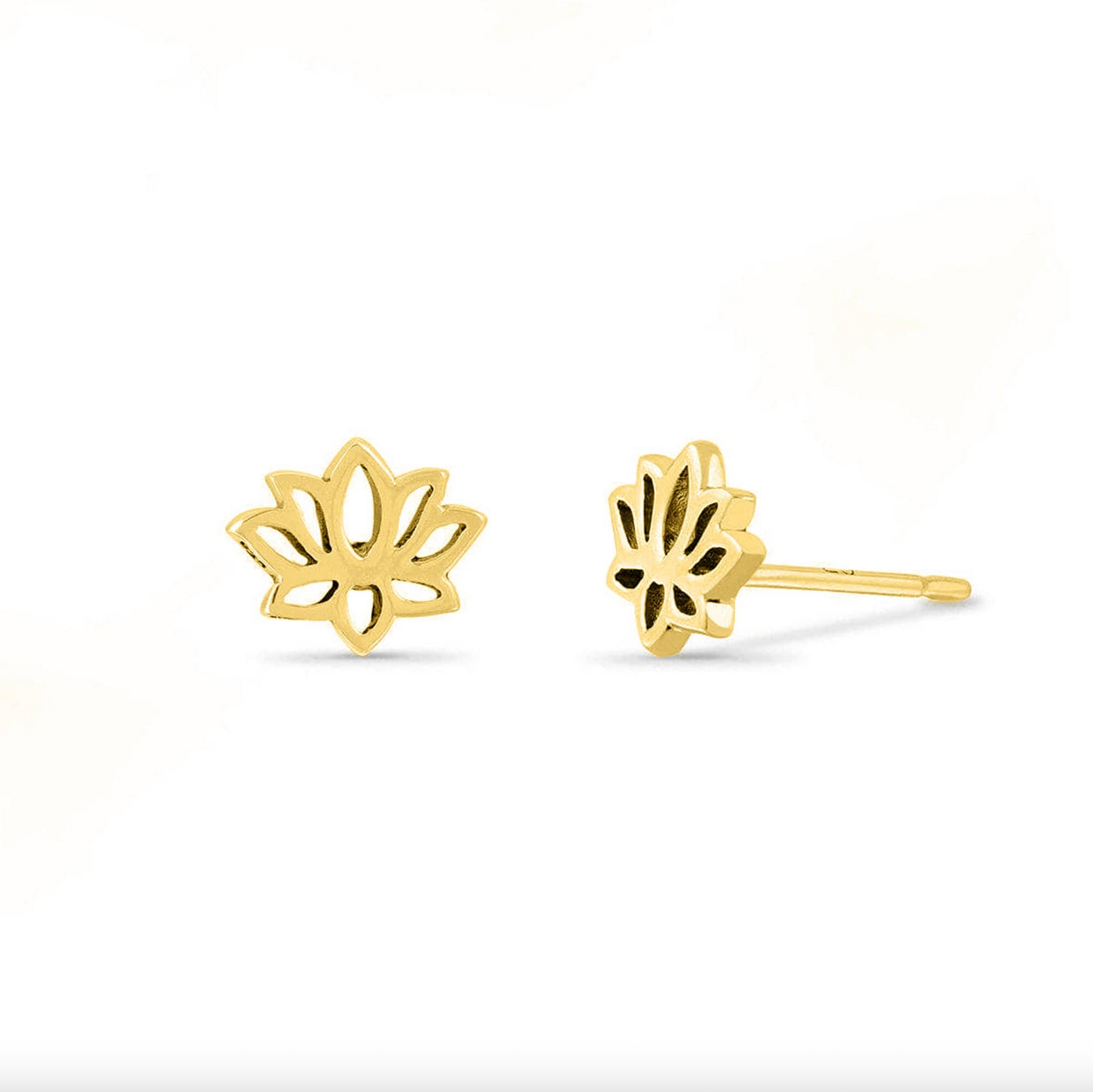 Boma Lotus Flower Stud Earrings - Gold
