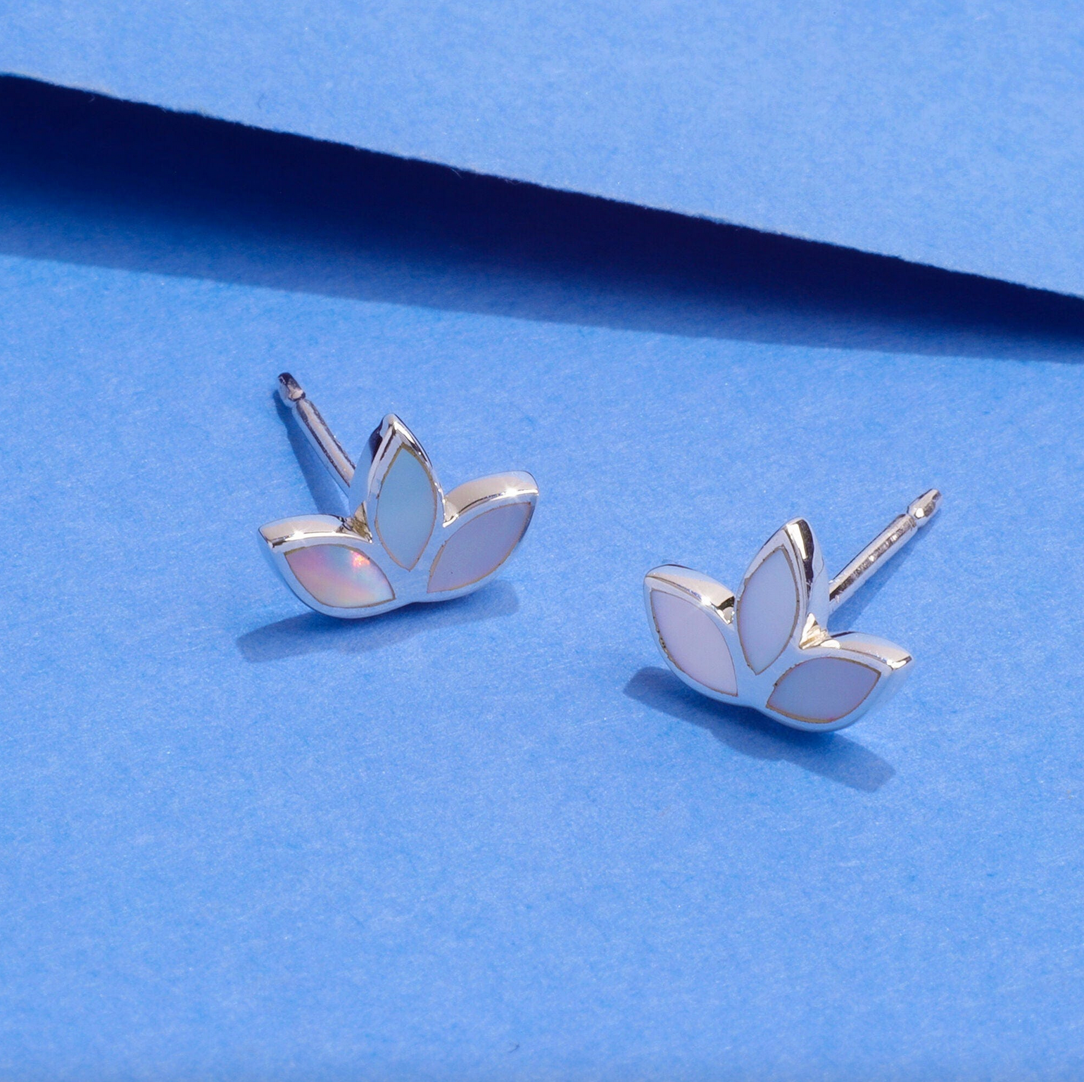 Boma Mother of Pearl Belle Lotus Petal Stud Earrings