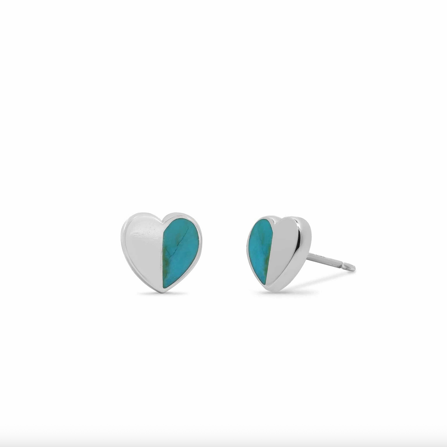 Boma Turquoise and Sterling Silver Belle Heart Stud Earrings