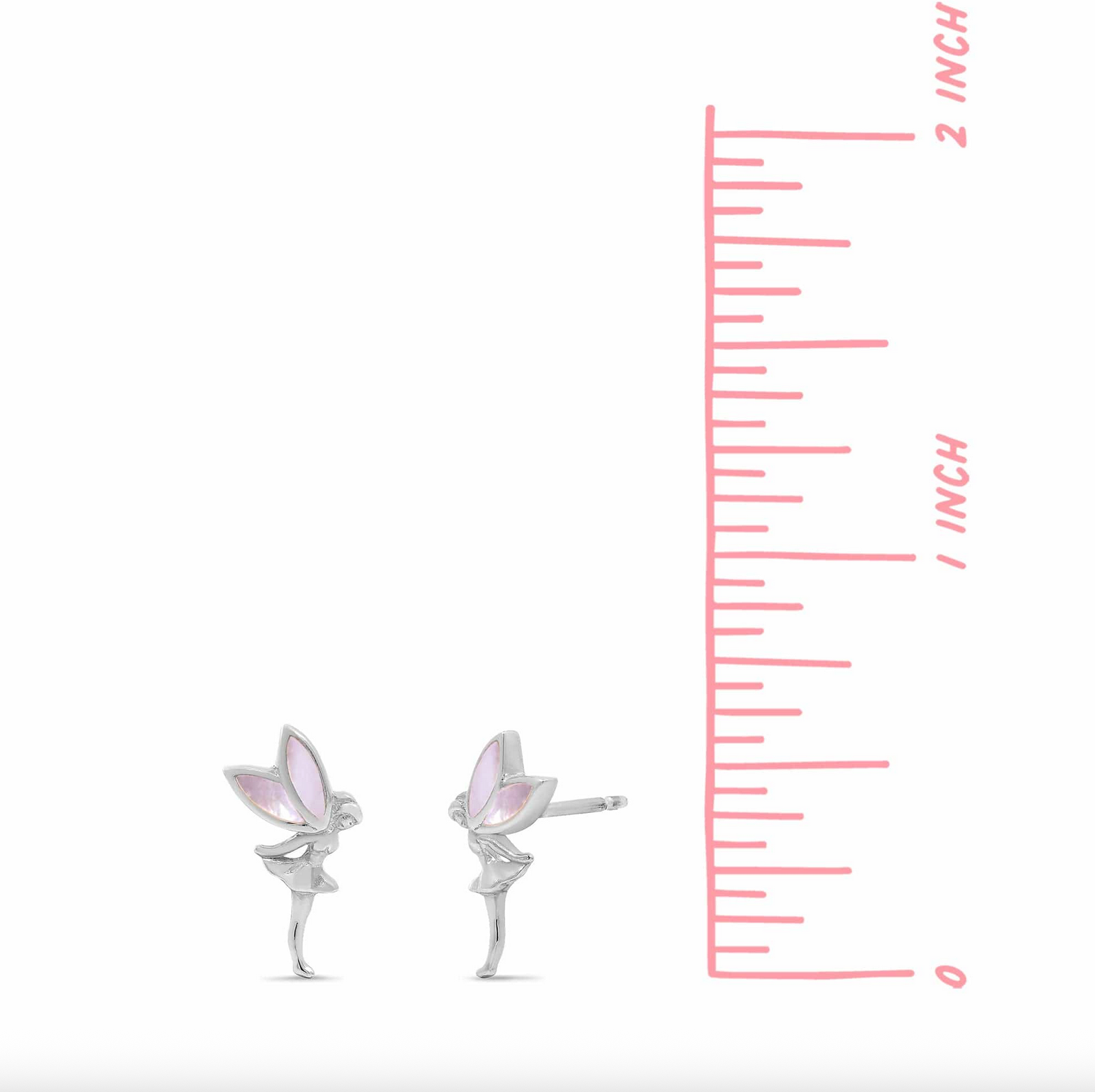Boma Fairy Pixie Studs with Pink Mother of Pearl Earrings